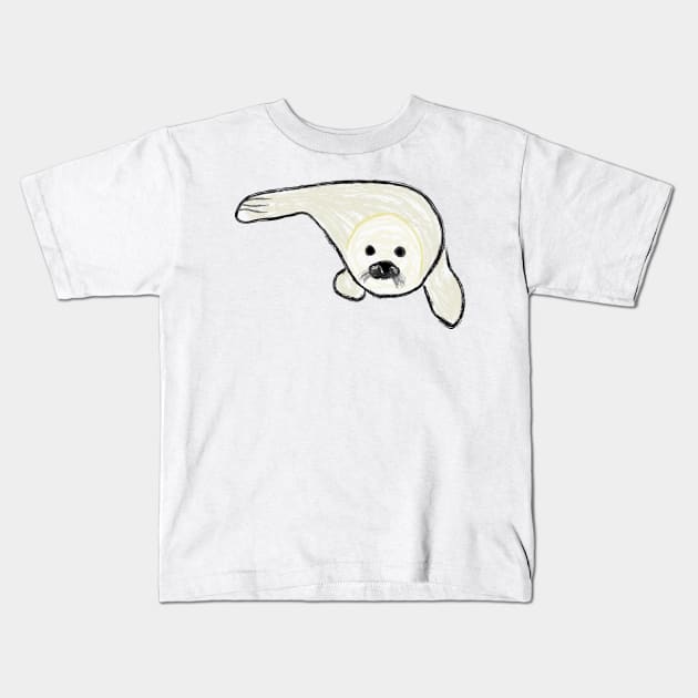 Artwork of a Cute Baby Seal Kids T-Shirt by JDHegemann